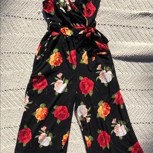Black floral jumpsuit